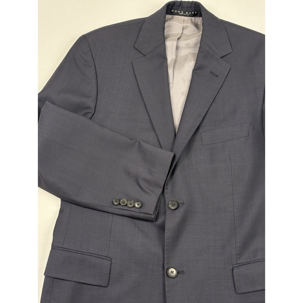 BOSS Hugo Boss Guabello Super 130's Italian Wool Charcoal Gray Blazer 38S USA
